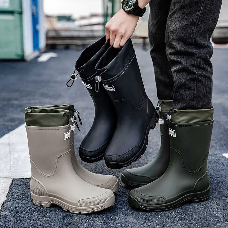 Bottes pluie unisex pêche outdoor semelle épaisse antidérapante lavage voiture cuisine