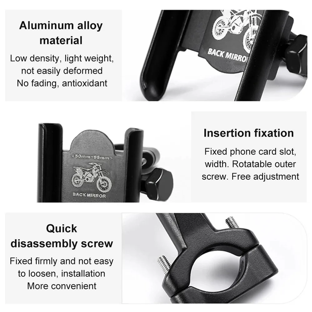 Aluminium Legierung Fahrrad Telefon Halter GPS Halterung Rückspiegel Halterung Clip Moto Lenker Für Xiaomi iPhone Samsung Huawei Telefon – Detail 11