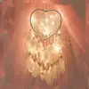 Love Heart Dream Catcher Pendant Feather Hanging Ornament LED Light Handmade Art Crafts Creative Beautiful for Party Decoration 3