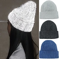 Creative Reflective Beanies Hat for WomenFashion Knitted Street Hats Night Fantasy Shining Skullies Cap for Men Warmer Bonnet 1
