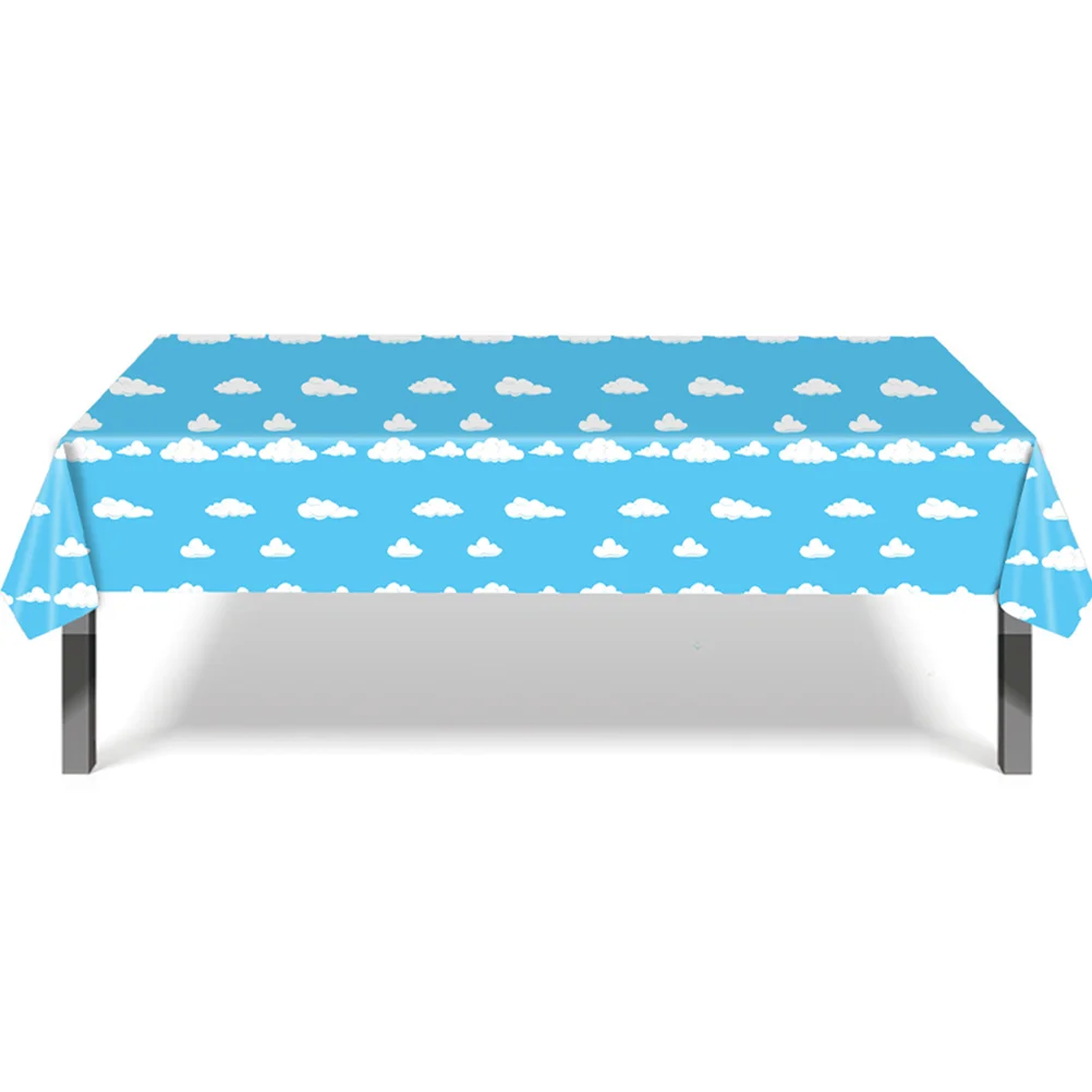 

Blue Sky and White Clouds Tablecloth Decorative House Runner Camping Buffet Parties Party Tablecloths for Decorate Plastic