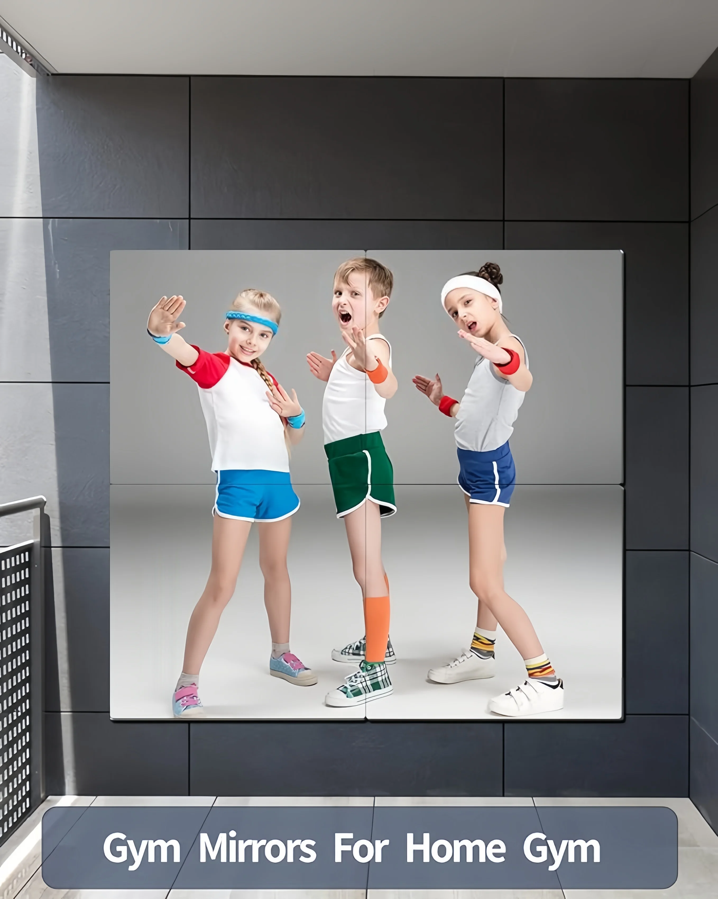 Mirror Wall Sticker Mirror Mosaic Tiles 4/8Pcs Wall Mirrors Unbreakable Full Length Wall Mirror Tiles Shatterproof for Kids 10" x10 Workout for Home Gym Body