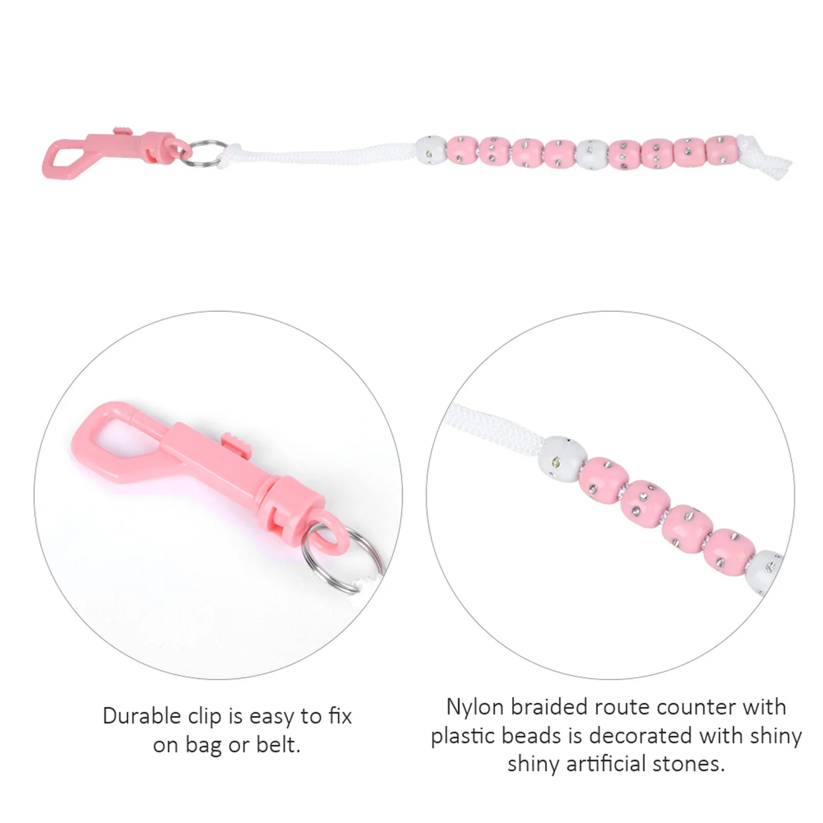 Golf Bead Chain Score Counter Nylon with Artificial Shining Stone Golf Supplies Black Pink Supplies