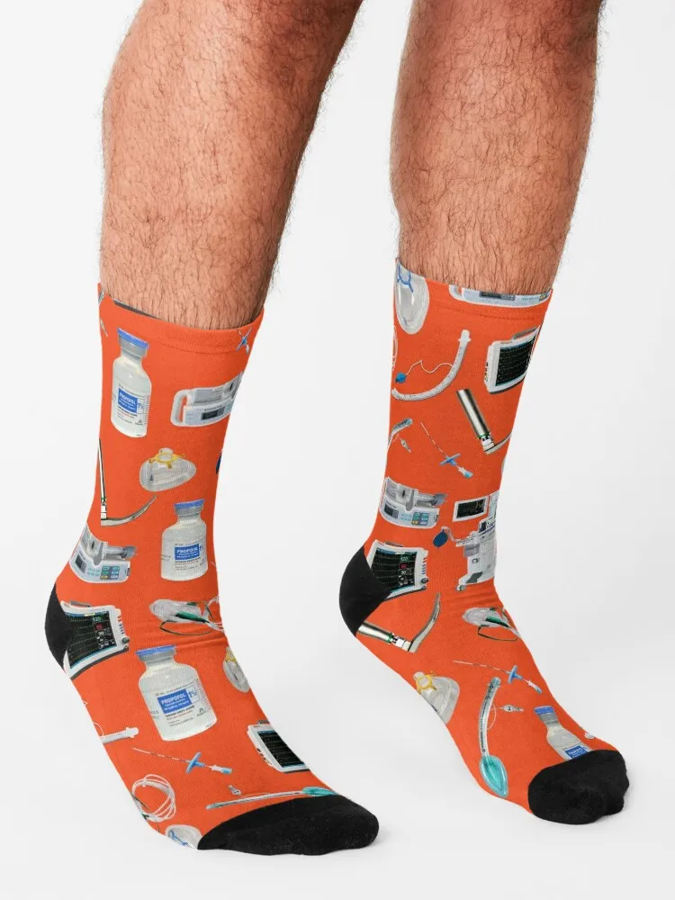 Tools of the Trade ORANGE Anesthesia / Anaesthesia Socks Socks with print socks cotton socks aesthetic Men's Socks Women's