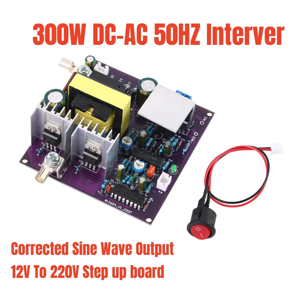 

300W Corrected Sine Wave Output 50Hz Inverter 12V To 220V Inverter Power Supply Energy Storage DC-AC Boost Circuit Board