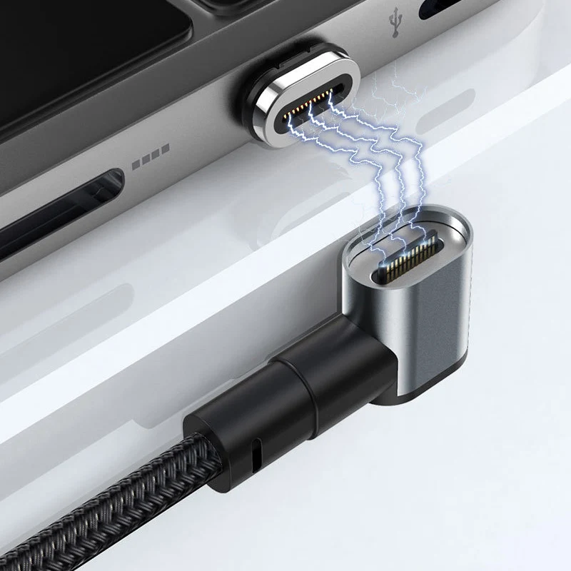 Cabo Magnético do Ângulo do tipo c do Carregamento Rápido de 24pin 100w pd com a Microplaqueta de Emarker 2m Tipo-c para o Portátil Usbc do Macbook Pro - Image 5