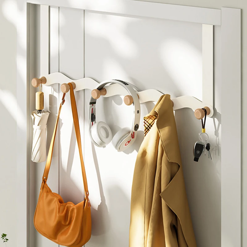Wave Shaped Door Hook Bedroom Door Back Hanging Hanger Living Room Key Coat Hook Punch Free Wall Mounted Wooden Hooks Wall Decor storage hook door hook