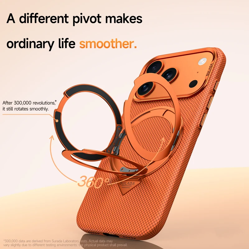 Alloy Lens 360° Rotating Magnetic Case with Carbon Fiber Texture and Frosted Finish