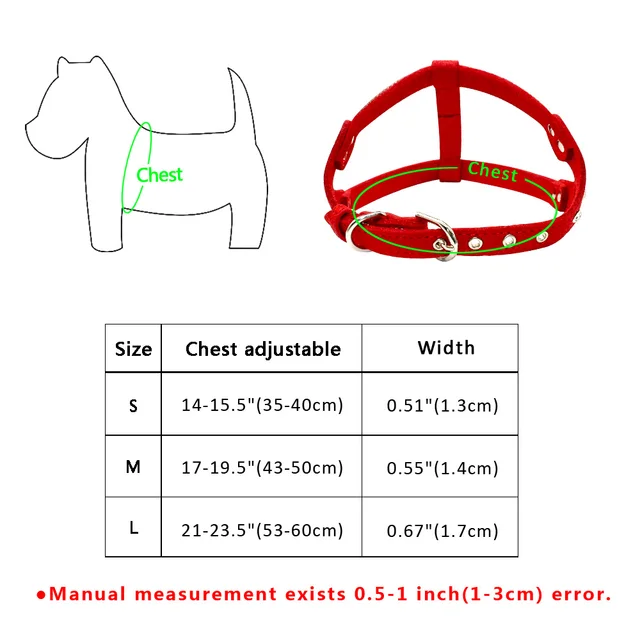 Soft Suede Dog Harness Bling Rhinestone Harness Diamond Leather Pet Harnesses for Small Medium Dogs Cats Red Pink Black 6