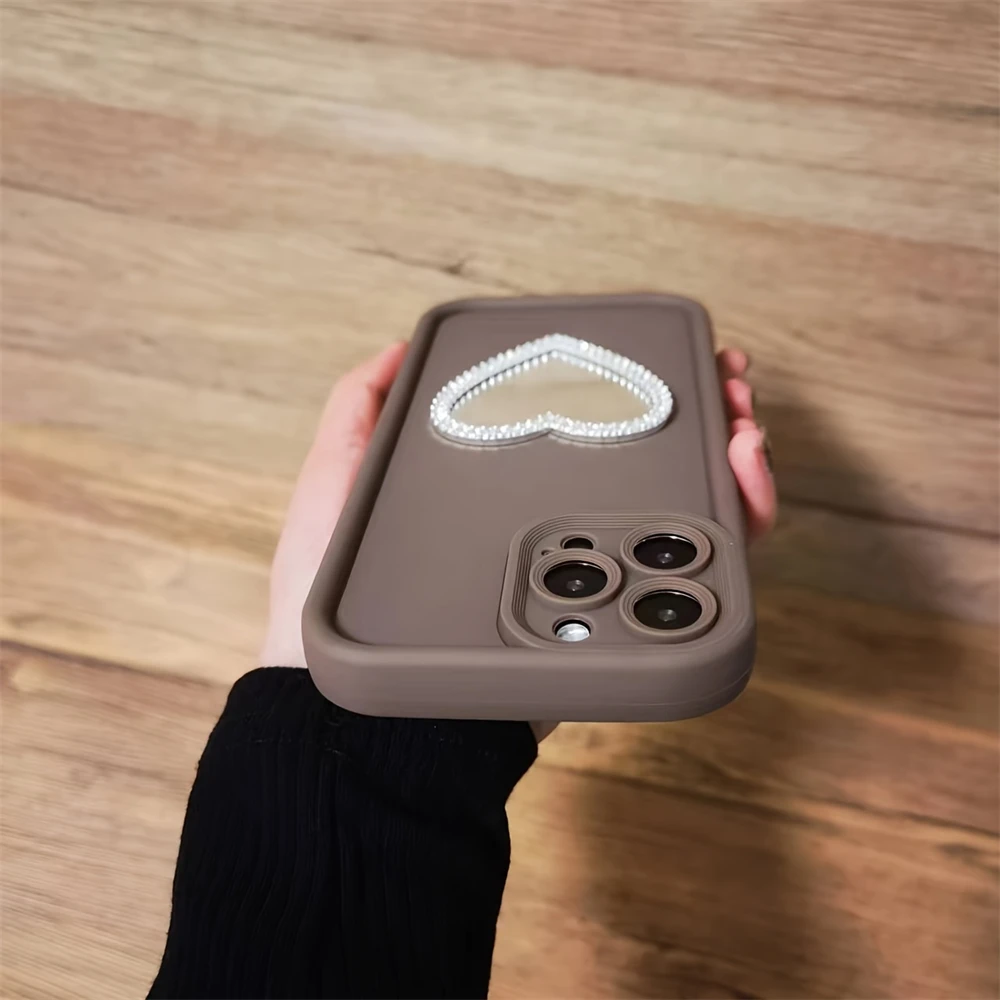Söpö korealainen 3D-rakkaussydänpeilipuhelinkotelo iPhone 12 13 14 15 Pro Max 13 Pro 11 XR 8 7 Plus -puhelimelle, iskunkestävä karkkisuoja_voghion.com