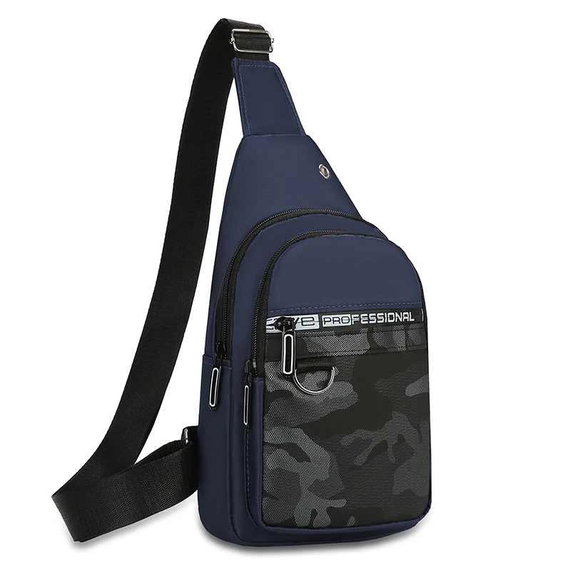 Men's crossbody bag with mobile phone pocket, adjustable shoulder strap, multi pocket chest bag, suitable for leisure, sports, a