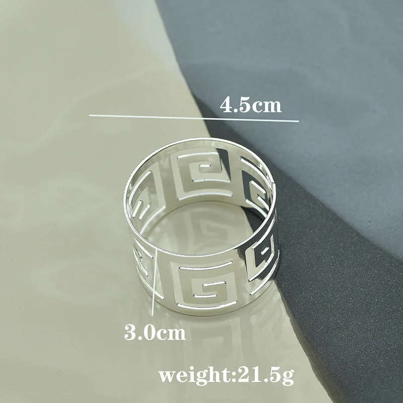 European Style Napkin Ring Cloth Napkin Buckle Hollow Pattern Serving Napkins Gold and Silver Wedding Table Decoration 3/6/12pcs napkin ring