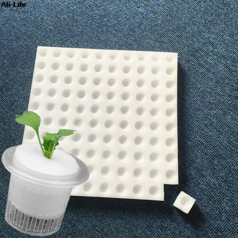 

2sheets=100pcs Garden Cultivation Plant Seedling Sponge Soilless Hydroponic Vegetables Nursery Pots Seedlings Cloning Collar