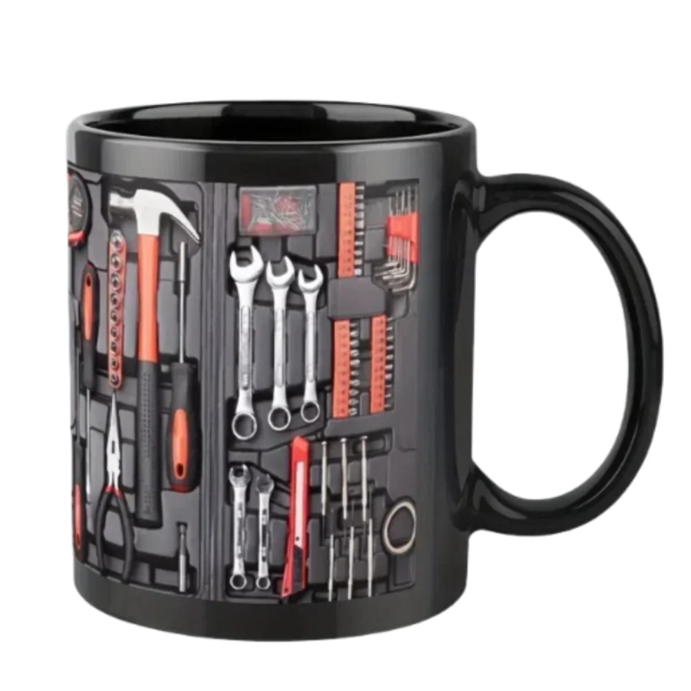 Funny 325ml Coffee Mug Toolbox Design Ceramic Mechanic Water Cup Sturdy Wrench Pattern Mechanic Mug Auto/Car Mechanic Gift