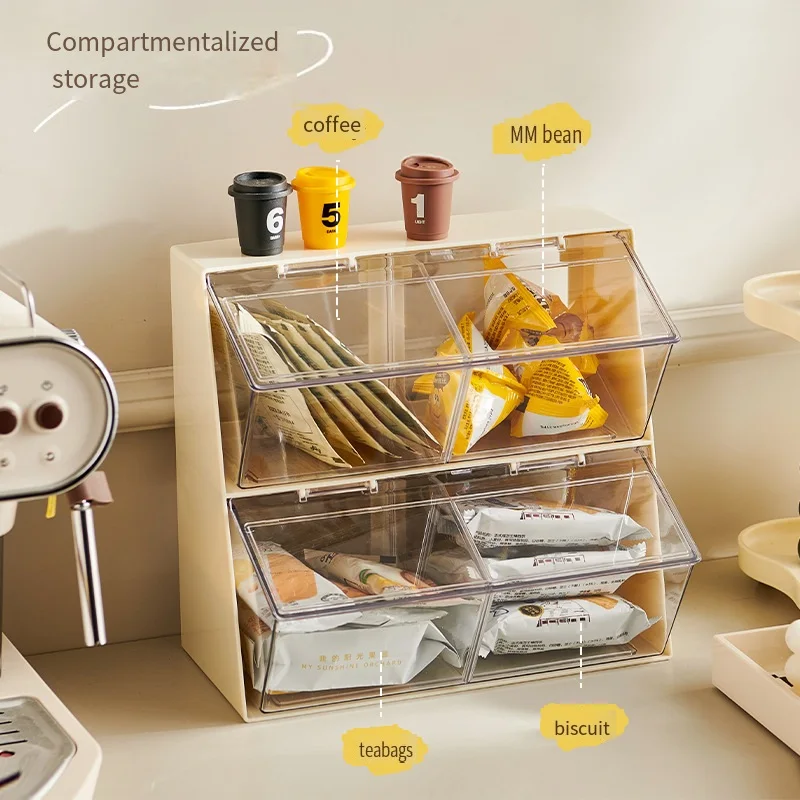 

Dust Proof with Lid Tea Bag Storage Box Coffee Milk Tea Organizer Shelving Transparent Acrylic Office Desktop Storage