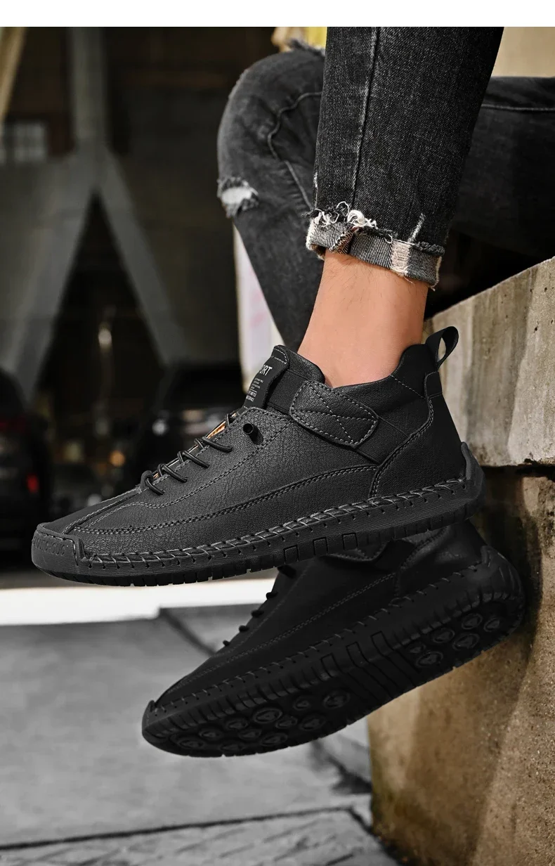 Sbc31f10804d64522bbcfd25f03683667B Handmade Breathable Leather Men Shoes Comfortable Casual Sneakers Plus Size