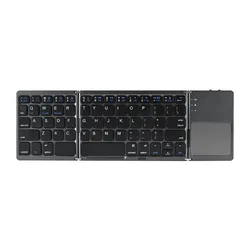 Foldable Bluetooth Keyboard with Touchpad - Rechargeable Wireless Mini Keyboard (Black)