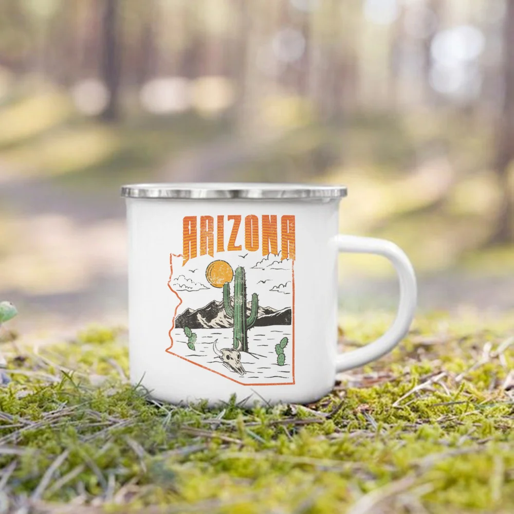 Tazza Smaltata Da Campeggio 350 Ml | Vintage Per Caffè E Tè | Resistente Per Esterni E Interni | Ideale Per Escursioni E Fuoco