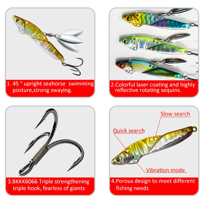 Metall Jig und Vib Angel köder, Jigging Tackle, rotierender Löffel, Wobbler, sinkender harter Köder für Bass und Hecht, neu, 8g, 16G, 21g – Detail 4