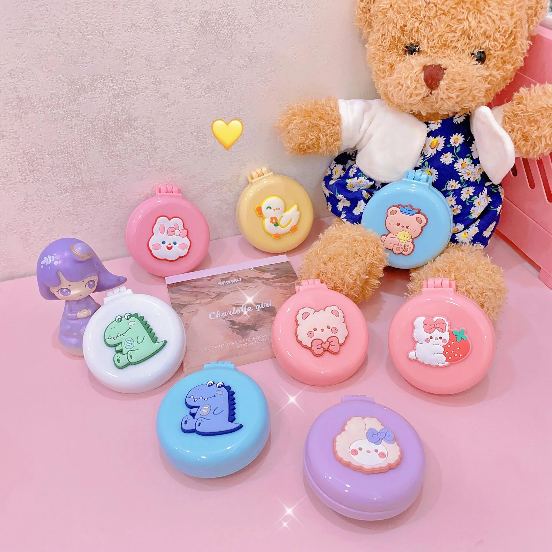Purple-Rabbit-Mini-Airbag-Round-Combs-with-Mirror-Travel-Combs-Handheld ...