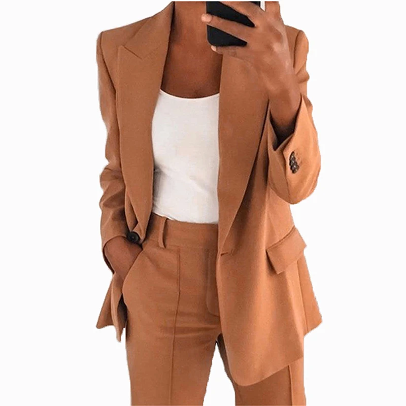 2022 Autumn and Winter New Ladies Commuter Solid Color Women's Clothing Fashion Lapel Slim Long-sleeved Temperament Suit Jacket