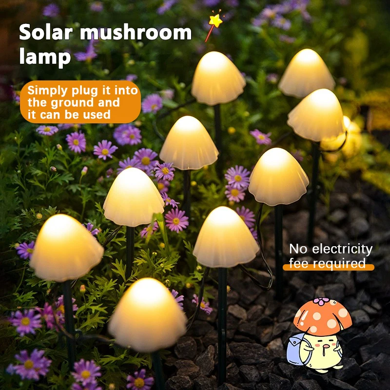 LED solar Mushroom Lawn Lamp Solar light Led landscape lighting Outdoor Waterproof 8-mode Fairy Path Landscape Lamp Courtyard Terrace Garden Decorative Light String