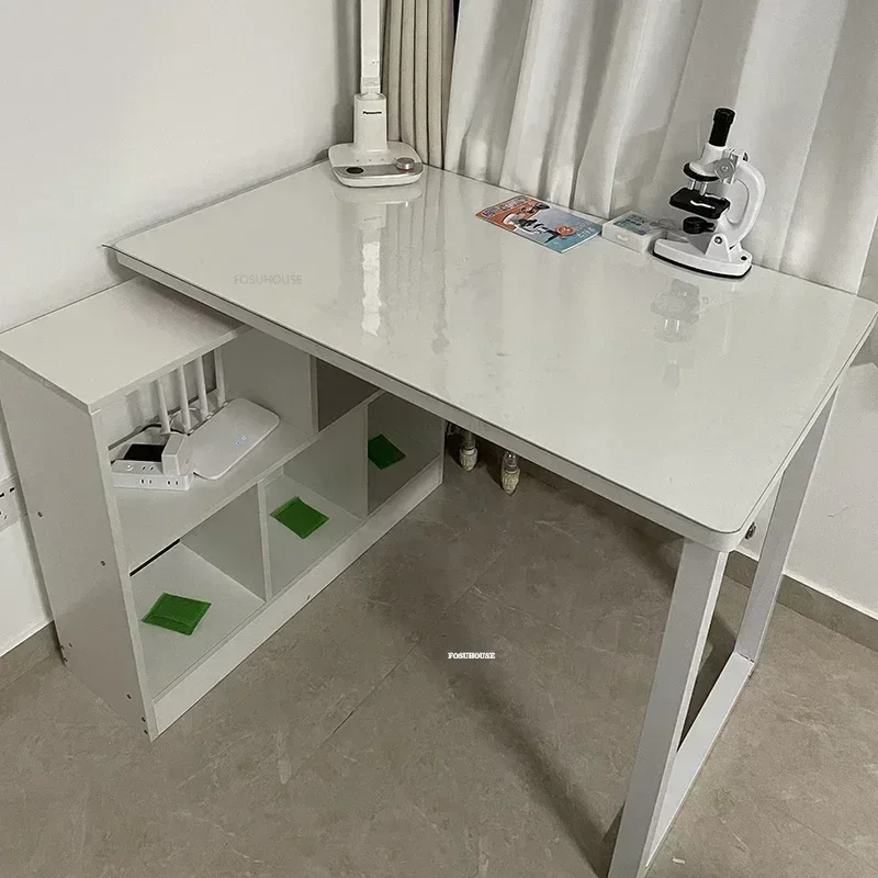 L-shaped Computer Desk Furniture New Wooden Corner Computer Desks Bookshelf Integrated Student Writing Desk with Storage Cabinet