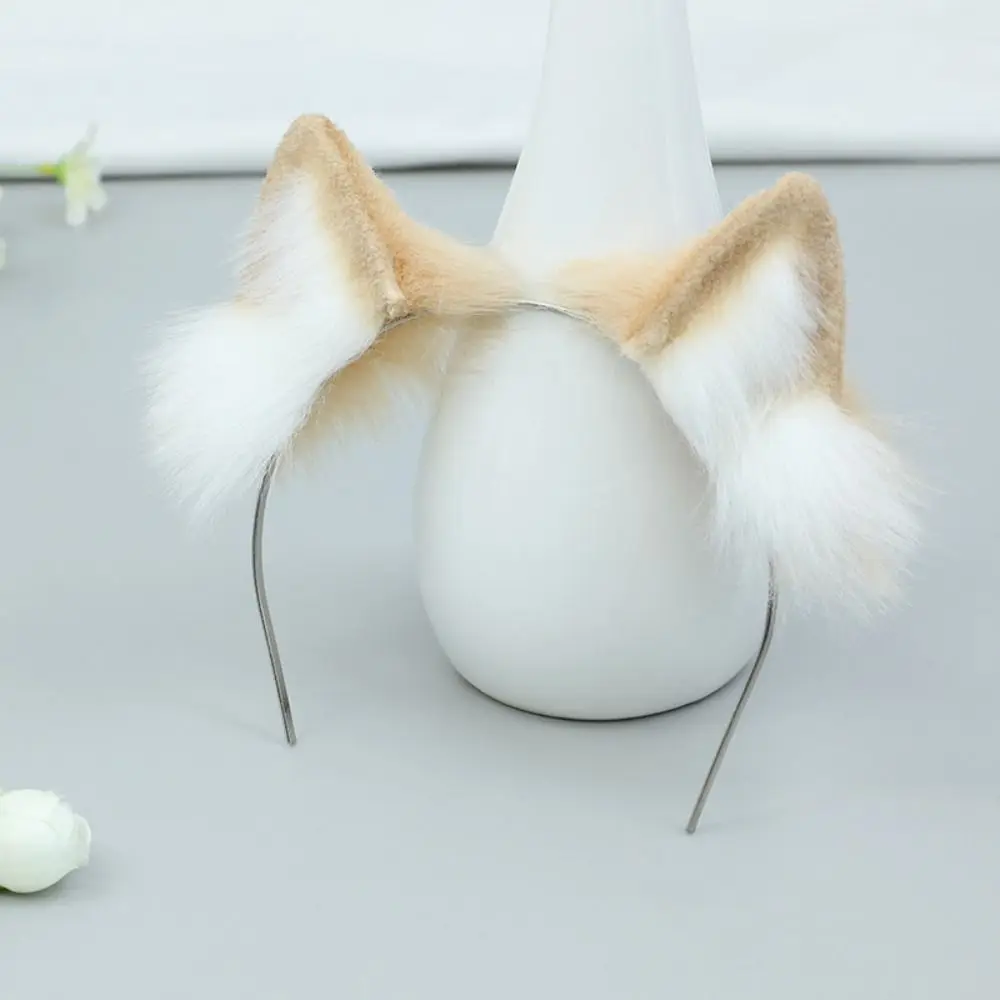Cute Hairband 20cm Headwear Ear Black White Cat Wolf Ears Idol Headwear Cat Ear Tails Soft Headwear for Cotton Girl Gift