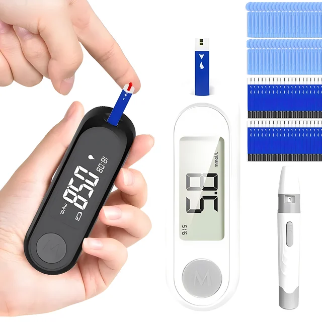Blood Glucose Monitor Test Kit Diabetes Machine Blood Sugar Meter Glucometer 50 Test Strips and Lancet