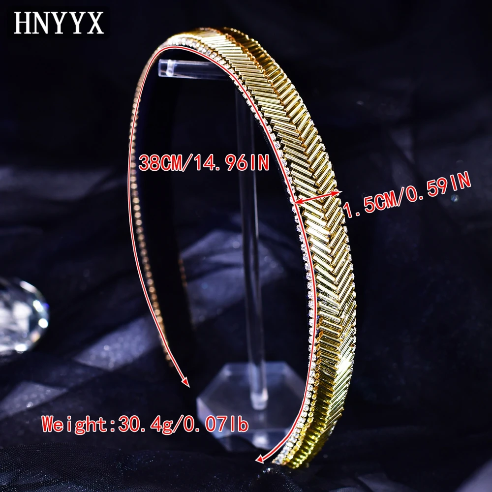 HNYYX  Bling Crystal Headband for Women Thin Edged Gold Color Headwear Fashion Party Hair Accessories New Style Hairhoops A17