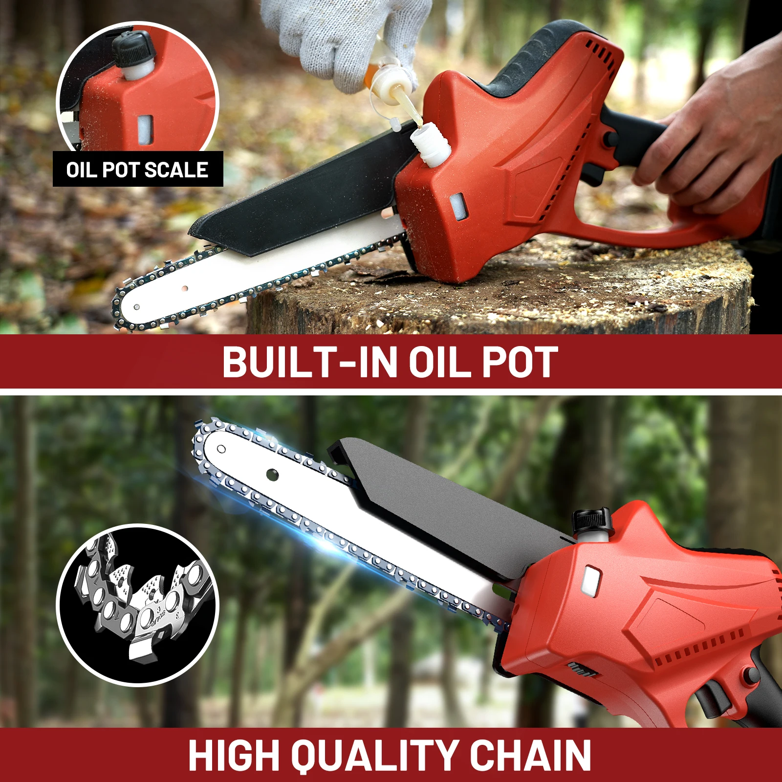Mini Chainsaw Electric Chainsaw Electric Saw Mini Electric Saw AVHRIT Brushless Chainsaw 8 Inch Handheld Cordless Chain saw Electric Trimming Saw Wood Working Power Tool Compatible Makita 21V