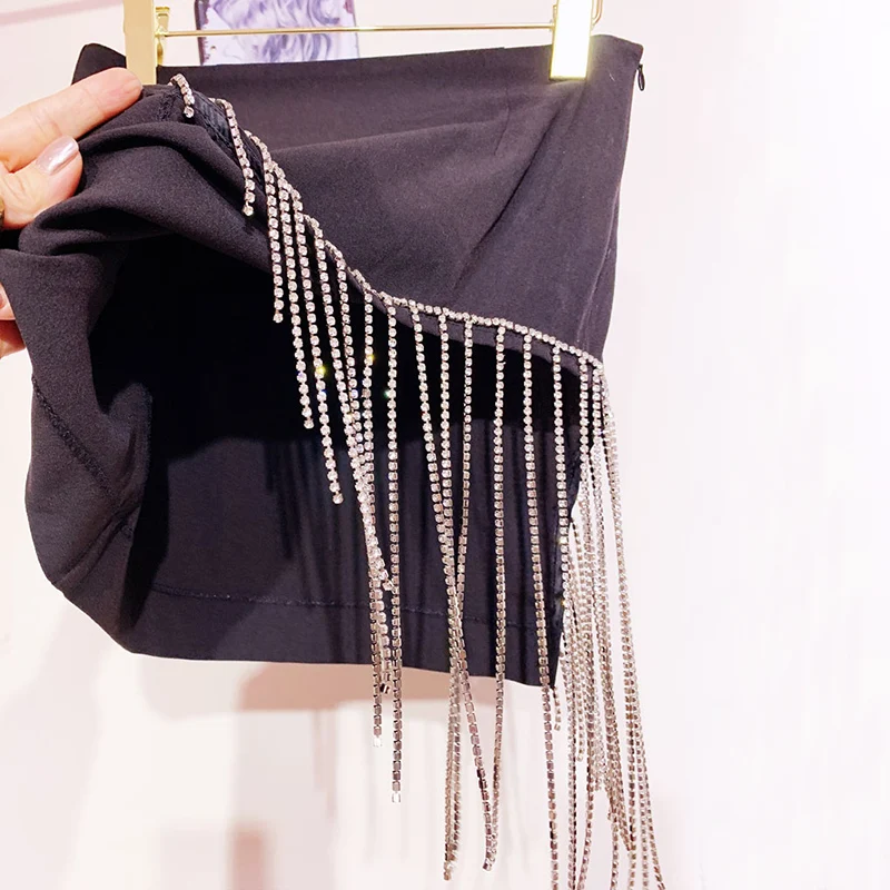 1Yard Long Tassel Ribbon Fabric Fringe Decoration Irregular Rhinestone Chain Beaded Shoes Bag Clothing Wedding Diy Sewing Tassel