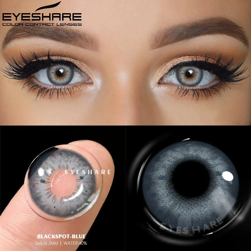 Vibrant Blue Multicolored Yearly Contact Lenses - Natural Eye Enhancement