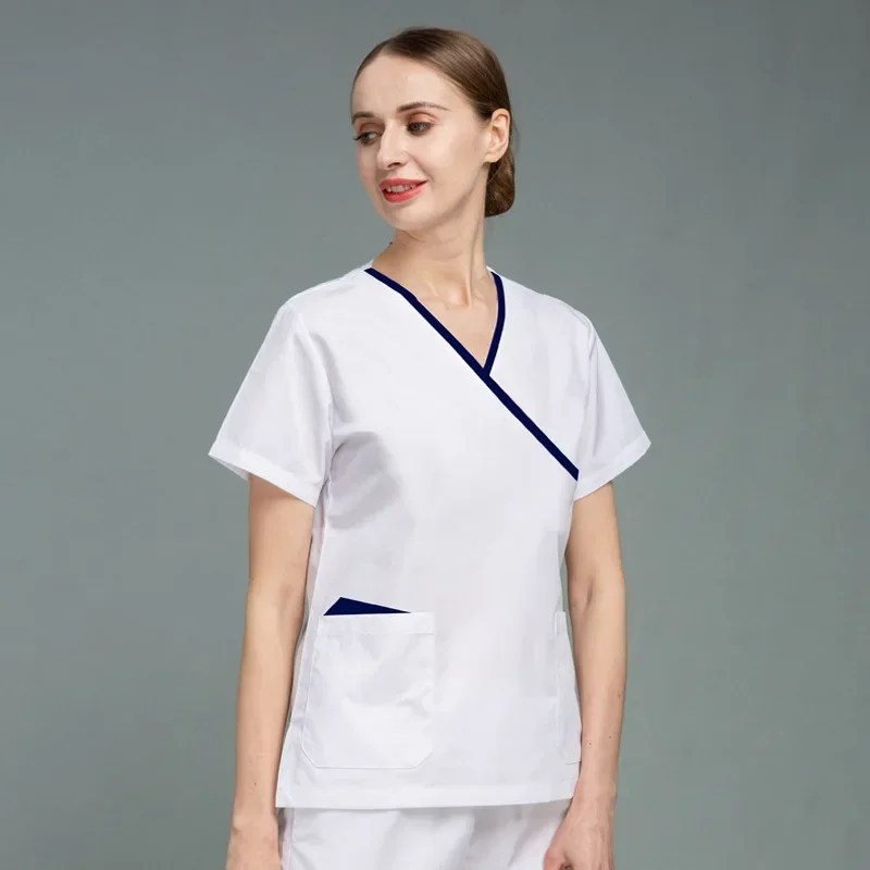 

의료복 세트 Uniform Set Short Sleeve Nurse Workwear Beauty Salon Work Clothe Slim Fit Scrub Shirt Unisex Medical Nursing Uniform