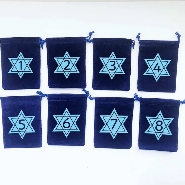 Blue 8 Nights of Hanukkah Countdown Calendar Bags Happy Chanukah decoration  Jewish Holiday family children kid