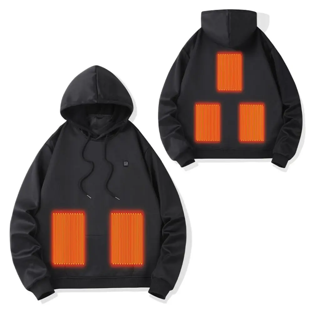 Winter Heated Sweatshirt 5Heating Zones Heated Hoodies Coat Electric Puffer Jackets Washable Lightweight Keep Warm Outdoor Sport