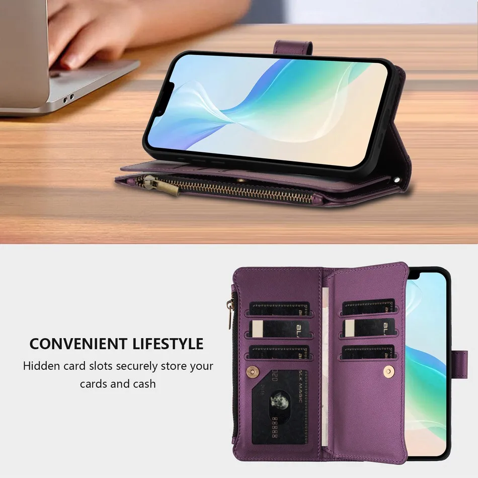 Zipper Pocket Wallet Phone Case with Card Slots