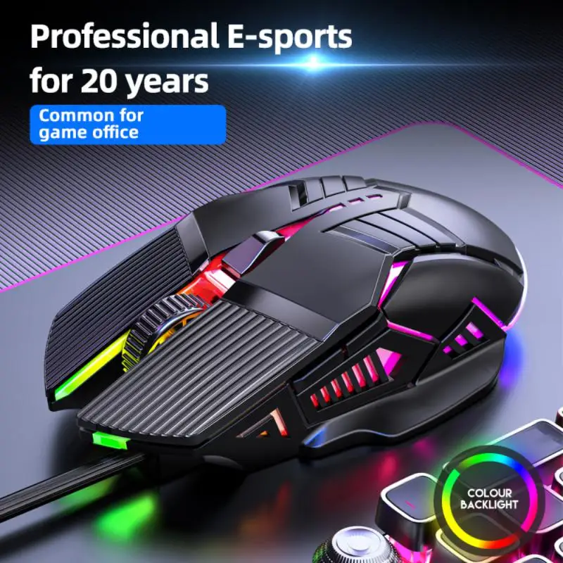 Ergonomic Wired Gaming Mouse USB Computer Mouse Gaming RGB Backlit Gamer 6 Button LED Silent Mice for PC Laptop