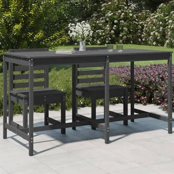 Tavolo da giardino Grigio 203,5x90x110 cm Legno di pino massiccio Tavolo da giardino per esterni Tavolo da picnic Decorazione di mobili da esterno 1