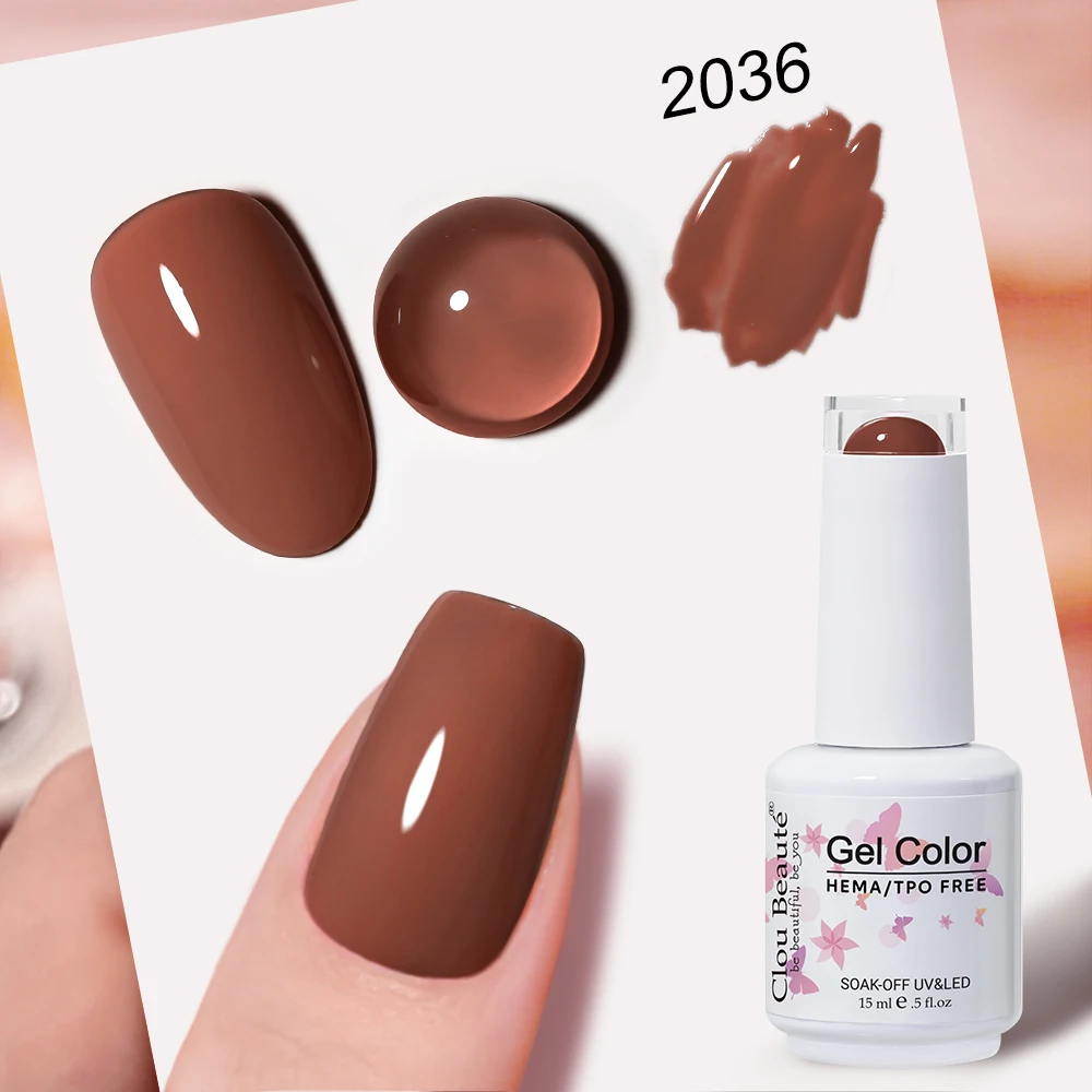Clou Beaute Full Coverage Dark Red and Grey Gel Nail Polish