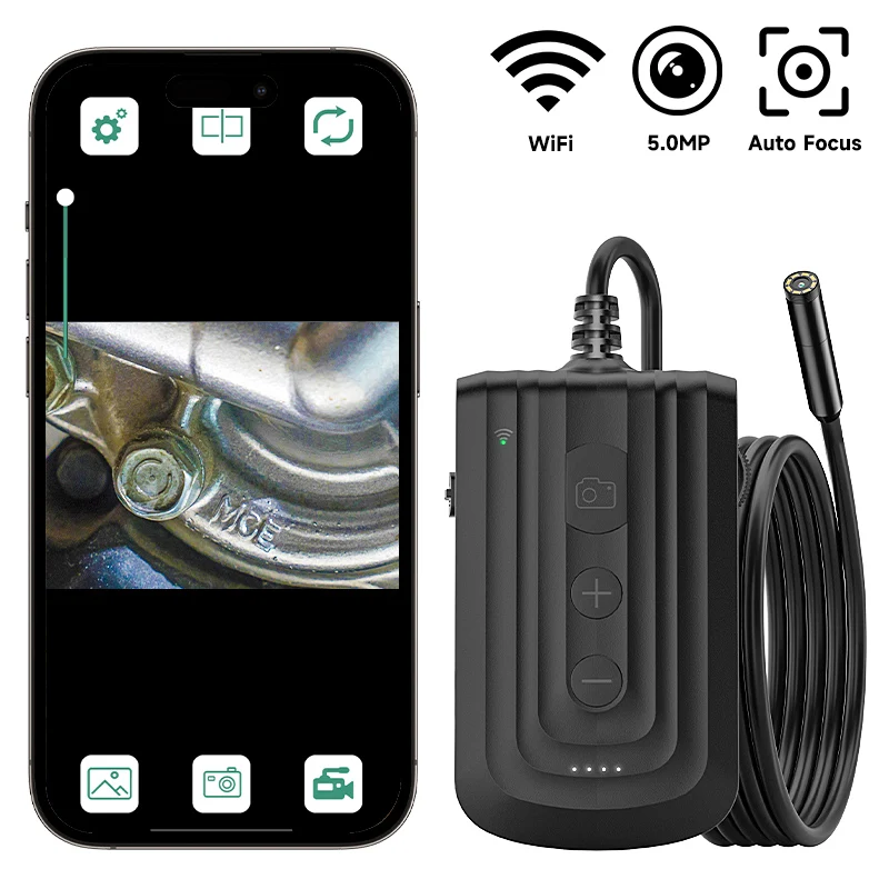 Wireless Endoscope Autofocus 8mm Inspection Camera for iPhone/Android 1920P HD IP67 WiFi Borescope for Pipe Car Sewer inspection camera,mini endoscope camera