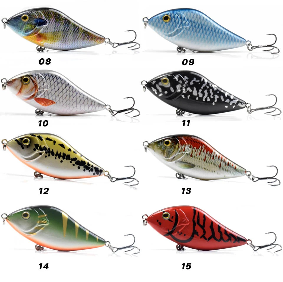ALASICKA 70/100 MM 14,5/45G Für Hecht Moschus Angeln Langsam Sinkende Jerkbait Angeln Köder Slider Schwimmen action Harte Körper Ruck Köder – Detail 20