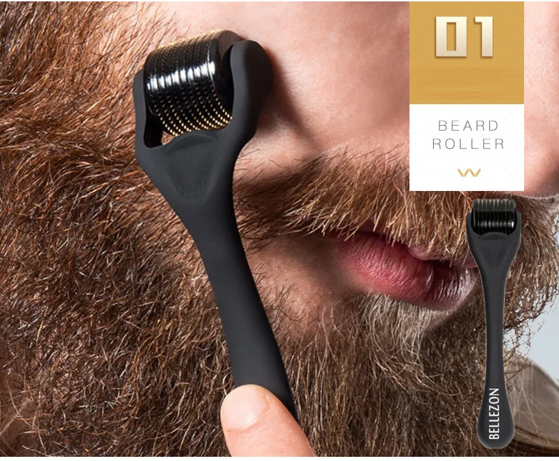 4 Pcs/set Bellezon Beard Growth Kit Professional Hair Growth Enhancer Set Beard Roller Massage Comb for Men
