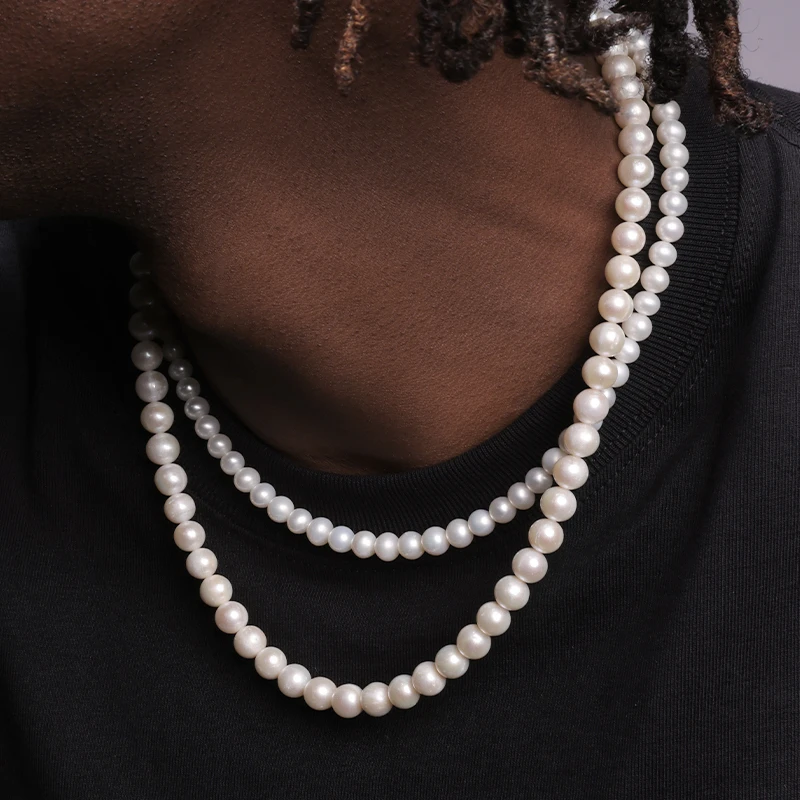 Pearl Necklace Men Fashion Pearl Choker Necklace Mens Pearl