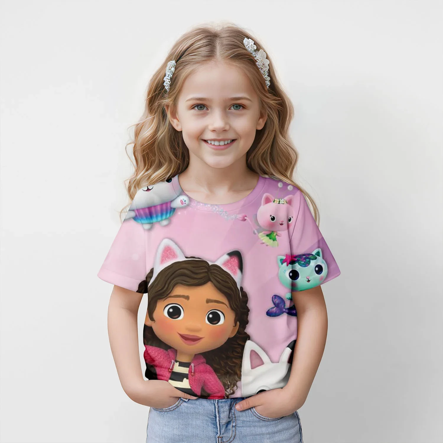 New Kids Cartoon  Gabbys Dollhouse Tops Tees 3D Print  T-shirt Children Casual Short Sleeve Clothing  Girls Sports Streetwear 4
