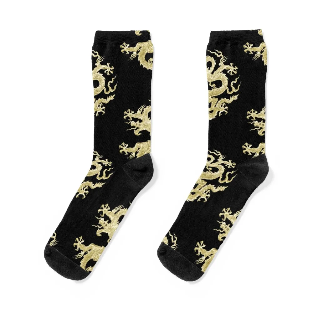 

Gold Dragon Socks Stockings man cotton Women Socks Men's