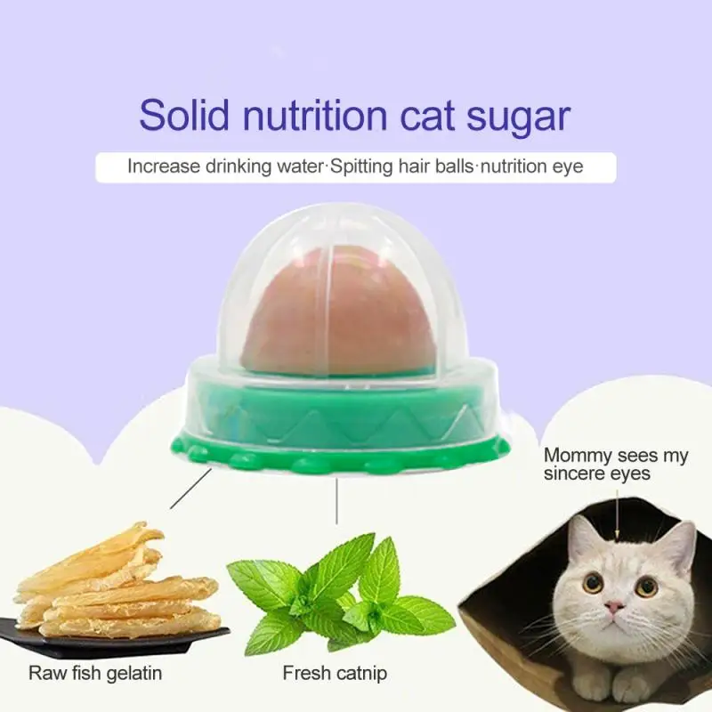 Nutrition Catnip Ball Dust Cover Round Nutrition Gel Energy Ball Toy Candy Vitamin Pudding Catnip Lollipop Healthy Mint