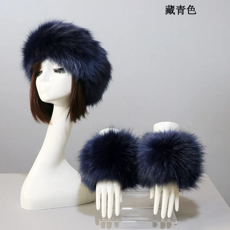 Winter Dicke Warme Pelzige Haarband für Frauen Mädchen Mode Flauschigen Faux Pelz Russische Hut Stirnband Outdoor Wärmer Ski Beanie Hüte – Detail 18