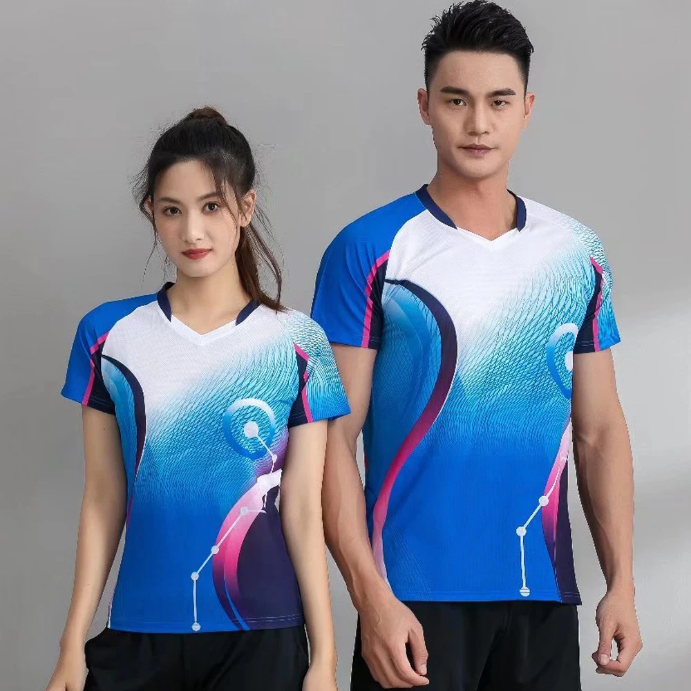 Table Tennis Badminton T-shirts for Men Women Quick Dry Print Short Sleeve Sports Ping Pong Tennis Uniform Tops short sleeve t shirt badminton uniforms