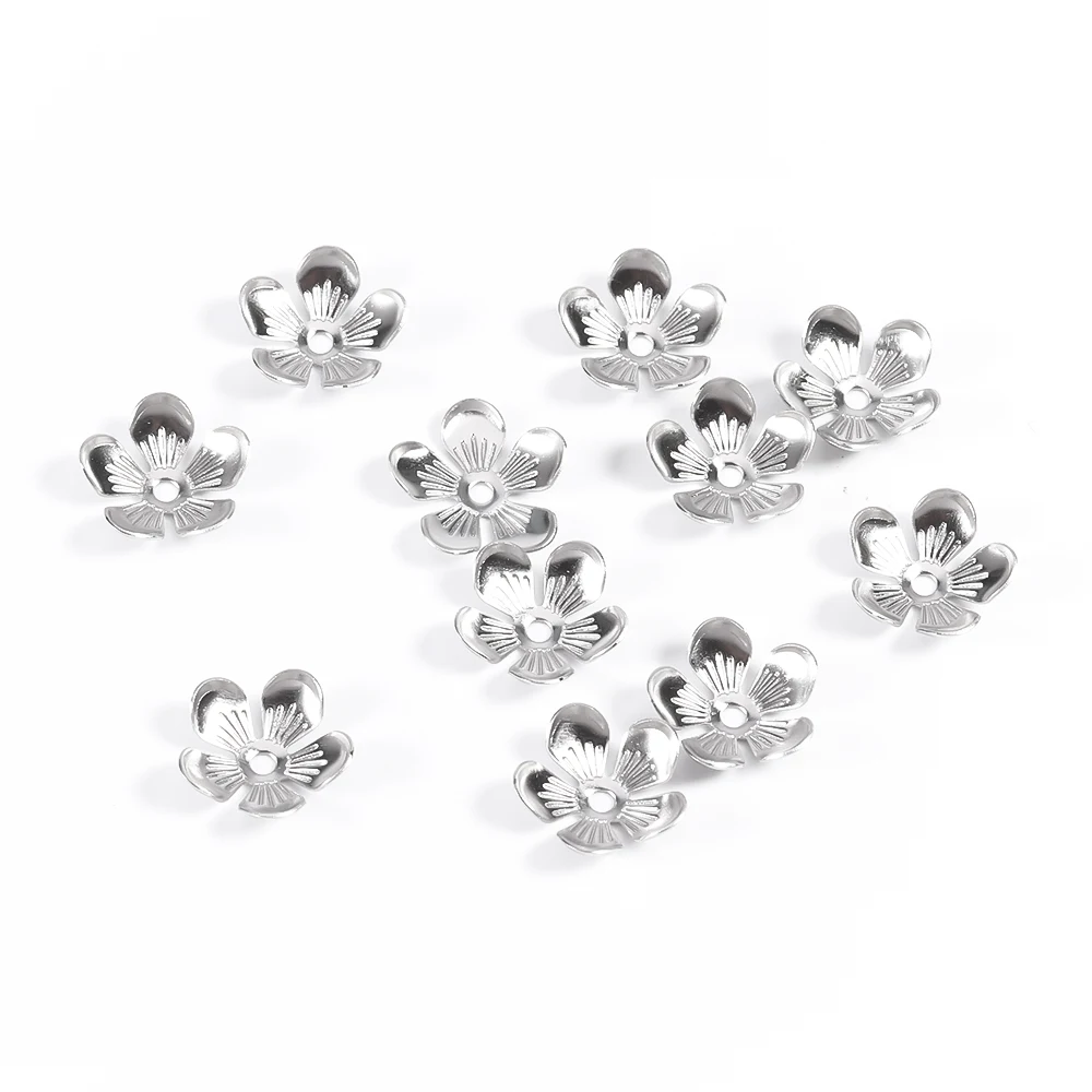 30-100 Teile/los 10 Stile Edelstahl Blatt Blumen Perlen Endkappen für Schmuck Machen Handarbeiten Spacer Bead Caps DIY Zubehör – Detail 18